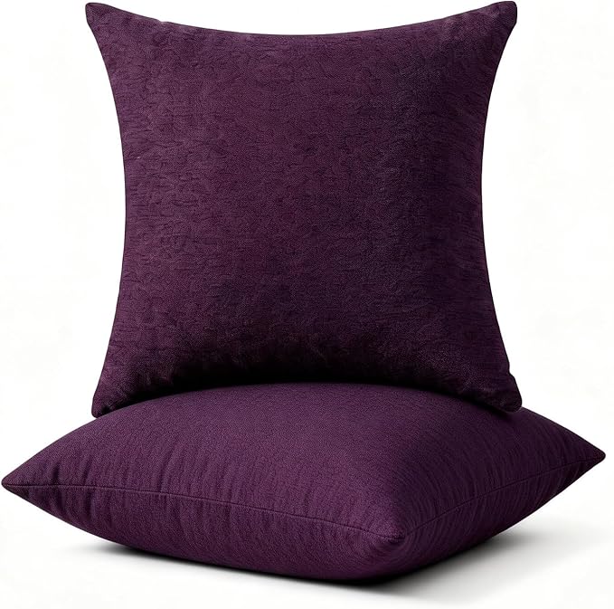 Decorative Couch Pillow Covers SofaThrow pillows with inserts included Bohemian-Style Country Cushion Cover Suitable for Beds, Sofas, Living Rooms, and Home Decor 2pack 18X18 inch. (Purple #P3-20)