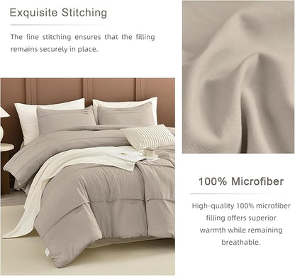 Masaca Oversized King Comforter 128x120,Linen Like Textured Pinch Pleated Bedding Comforter Set,3Pcs Extra Large King Size Solid Color Comforter Sets Vintage Farmhouse Bedding Set Ultra Soft