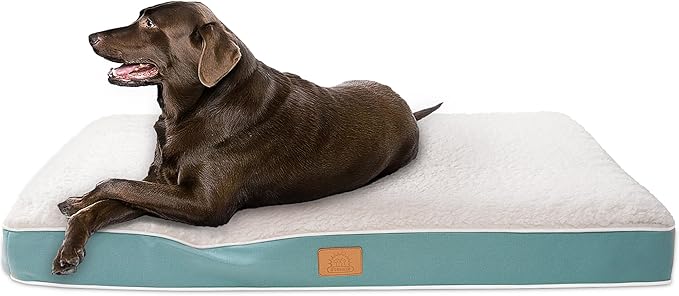 Sunheir Orthopedic Dog Bed for Medium Dogs, Waterproof Deluxe Plush Dog Crate Bed with Removable Washable Cover & Anti-Slip Bottom, Egg Crate Foam Pet Bed Mat, Light Blue, (30.0"L x 20.0"W x 3.0"Th)