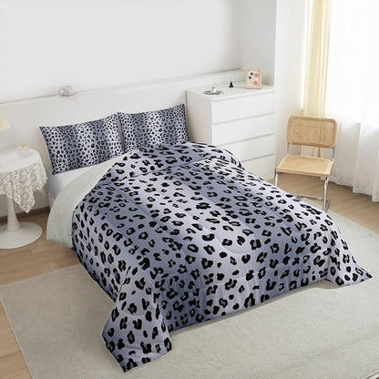 Erosebridal Leopard Print Comforter for Kids Boys Girls,Grey Cheetah Printed Toddler Bedding Set,Animal Skin Texture Duvet Insert,Wild Animal Quilt Bedroom Decor
