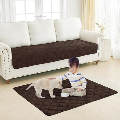 Smiry Waterproof Dog Bed Cover Blanket 30x53, Soft Reversible Pet Blanket, Washable Leakproof Cats Dogs Couch Cover for Sofa, Couch, Furniture, Chocolate/Beige