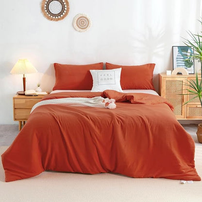 Flully Orange Twin Comforter Sets, All Season Super Soft Lightweight Washed Cotton Down Alternative Bed Comforters Set & Pillowsham Kids College Dorm Boys Girls, Modern Pumpkin Bright Orange Twin/XL