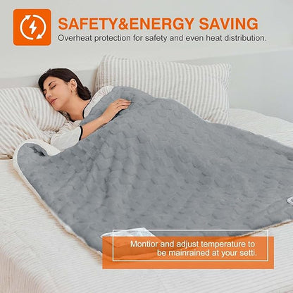 Electric Blanket, Heated Blanket with 6 Heat Levels & 10 Hours Auto Off, Soft Checked Flannel Fast Heating Blanket with ETL & FCC Certification (Gray, 72"X84")