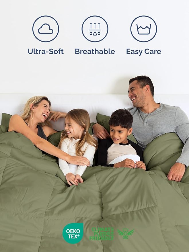 Twin Comforter Set - 5 Piece Bed in a Bag Twin Size Bed Set - Down Alternative Comforter, Flat Sheet, Fitted Sheet, Pillowcase & Sham for All Seasons - Ultra Soft, Comfy and Breathable - Sage Green
