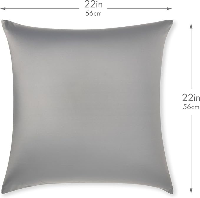 PILLOWY 22"x22" Throw Pillowcases (Cover Only) - 85/15 Nylon, Spandex - Luxurious, Silky, Stretchy & Soft - 1Pcs Solid Color - A Perfect Choice for Couch Chairs Sofa Bed Adult/Kids Bedroom, Dark Grey
