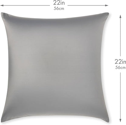 PILLOWY 22"x22" Throw Pillowcases (Cover Only) - 85/15 Nylon, Spandex - Luxurious, Silky, Stretchy & Soft - 1Pcs Solid Color - A Perfect Choice for Couch Chairs Sofa Bed Adult/Kids Bedroom, Dark Grey
