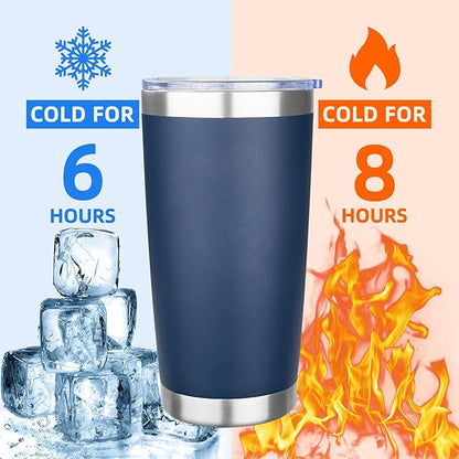 20oz Tumbler with Lid Stainless Steel Insulated Tumblers Travel Coffee Tumbler Bulk Double Wall Vacuum Insulated Water Cup Christmas Gifts for Women Men Her Him Home Office (Navy, 4pack)