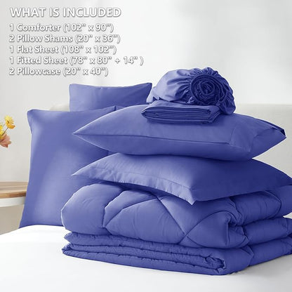 CozyLux King Size Comforter Set Very Peri - 7 Pieces Bed in a Bag King, Luxury Soft Bed Set for All Seasons, Bedding Set with Down Alternative Comforter, Sheets, Pillowcases & Shams