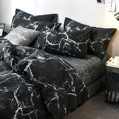 Cottonight Black Marble Comforter Set Queen Marble Bedding Set Black and White Abstract Modern Blanket Quilts Marble Texture Comforter Black Bedding Set for Men Women Adults Kids