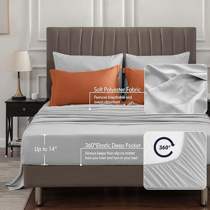 BEDELITE King Size Comforter Set 7 Pieces Bed in A Bag - Soft Microfiber Reversible Burnt Orange Bed Set with Comforters, Sheets, Pillowcases & Shams, Cozy Luxury Bedding Sets for All Season