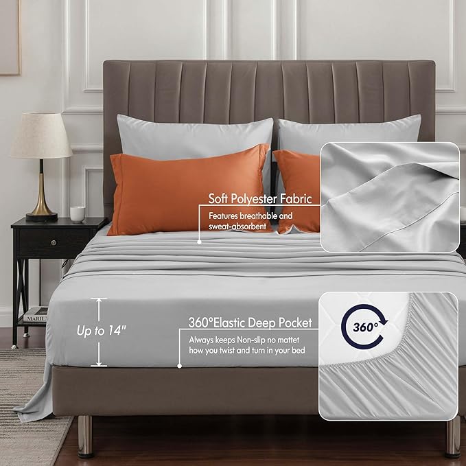 BEDELITE Queen Comforter Set 7 Pieces Bed in A Bag - Soft Microfiber Reversible Burnt Orange Bed Set with Comforters, Sheets, Pillowcases & Shams, Cozy Luxury Bedding Sets for All Season