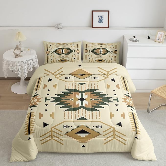 Southwest Comforter Set King Size Tribal Exotic Bedding Set 3pcs for Kids Teens Adults Women Room Decor Abstract Geometric Arrow Quilt Set Boho Vintage Duvet Insert,2 Pillowcases