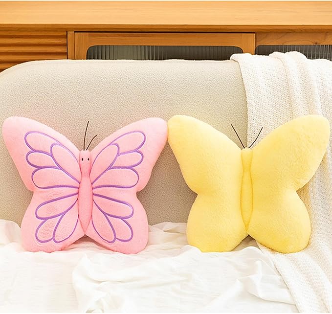 Butterfly Pillow Cute Butterfly Decorative Throw Pillows Cushion 16 x 12 inch for Women Room Home Garden Sofa Couch Yellow