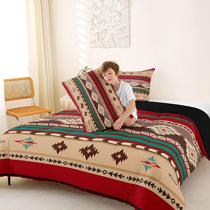 Erosebridal Western Boho Queen Comforter Set, Aztec Quilt, Ethnic Tribal Arrow Bedding Set, Southwestern Decor