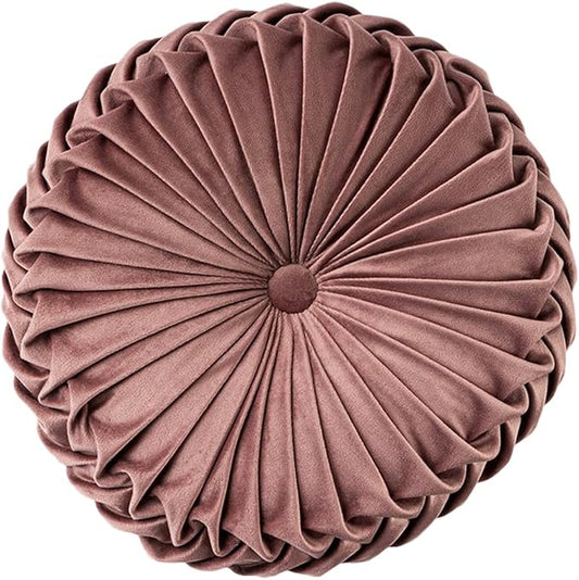 HLOVME Throw Pillow for Couch Decorative 3D Pumpkin Round Velvet Cushion for Sofa Bed Chair Floor 15"X15", Brown