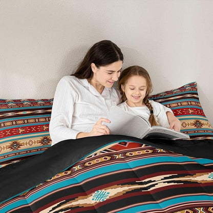 Aztec Quilt Ethnic Tribal Arrow Comforter Set,Retro Southwest Native Bohemian Bedding Set King,Western Star Geometric Sriped Duvet Insert African Tribe Exotic Nordic Style Boho Decor,Red Blue Brown