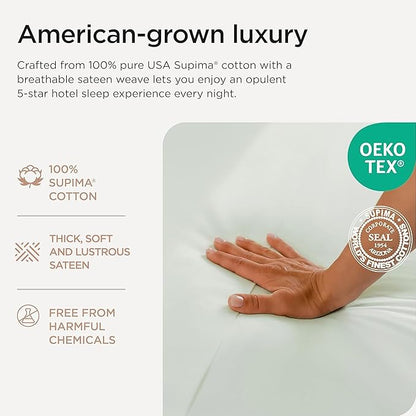 Threadmill Supima King Size Sheets, 1000 Thread Count, 4 Piece American Luxury Bed Sheets for King Mattress, 5 Star Hotel Quality Cotton Sheets with Elasticized Extra Deep Pocket, Seaglass