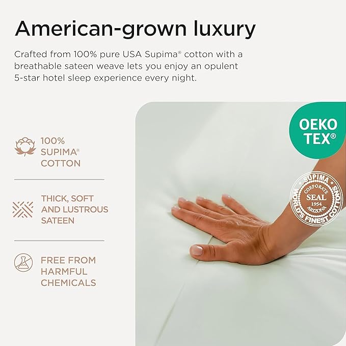 Threadmill Luxury Sheets for Full Size Mattress, 1000 Thread Count Supima Cotton Sheets for Full Mattress, 5-Star Hotel Quality 4 Piece Bed Sheets with Extra Deep Pocket, Seaglass