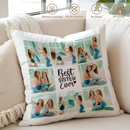 Custom Pillow with Insert, Personalized Throw Pillows with Picture Text - Double-Sided Printing | 5 Sizes & 10 Colors, Customized Pillow Photo Gifts for Girlfriend Boyfriend, Couple Gifts