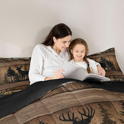 Erosebridal Rustic Deer Twin Bedding Set Farmhouse Cabin Comforter Set for Boys Teen Men Hunting Wildlife Deer Theme Bed Comforter Sets,Country Lodge Western Quilt Duvet