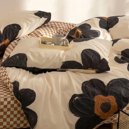 Luxlovery Floral Comforter Set California King Black and White Botanical Bedding Comforter Set Full Cute Chic Sunflower Pattern Blanket Quilts Women Girls 3 Piece Floral Bedding Set for Cal King Bed