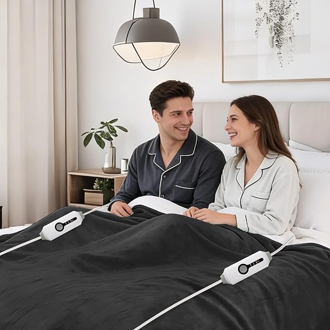 Electric Heated Blanket 90"x100" King Size Microplush Cover Blanket, 4 Heat Settings & 10 Hours Auto Off, Cozy & Warm for All Night, Machine Washable, Iron Grey