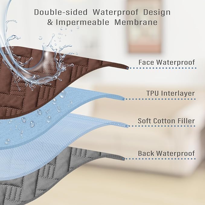 BOCTOPUG Dog Bed Cover for Pets - Blankets Rug Pads for Couch Protection Waterproof Bed Covers Dog Blanket Furniture Protector Reusable Changing Pad (Dark Grey+Brown, 20"x30")