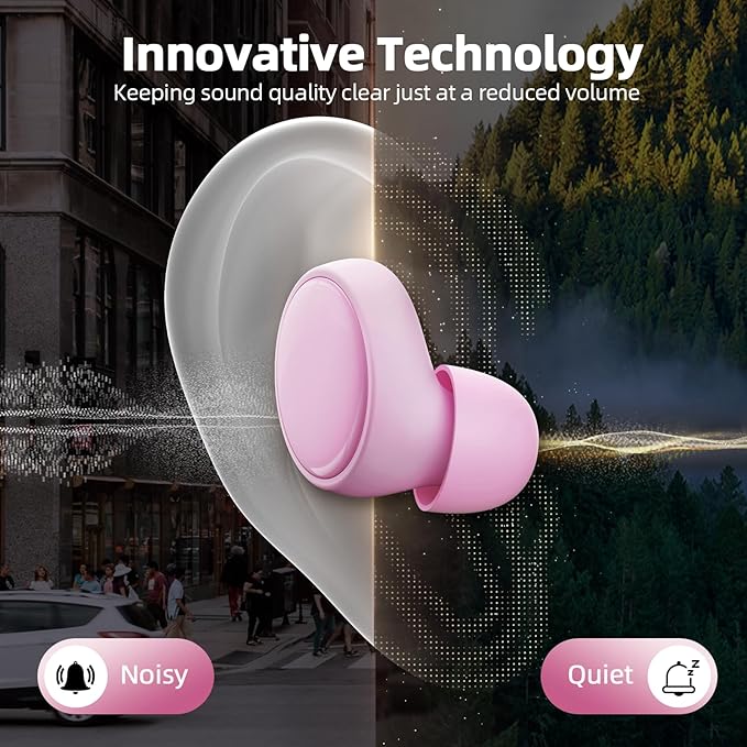 45dB Ear Plugs for Sleeping Noise Cancelling, Noise Reduction Earplugs for Sleep, Snoring, Reusable Noise Cancelling Ear Plugs for Concerts, Work, Airplane, Silicone Sleep Earplugs with 8 Tips Pink