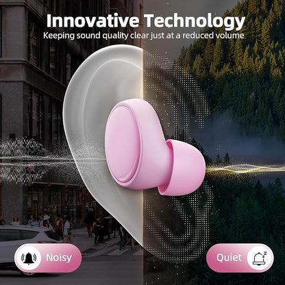 45dB Ear Plugs for Sleeping Noise Cancelling, Noise Reduction Earplugs for Sleep, Snoring, Reusable Noise Cancelling Ear Plugs for Concerts, Work, Airplane, Silicone Sleep Earplugs with 8 Tips Pink
