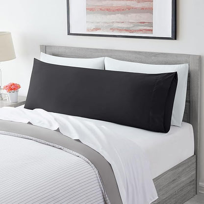 Mellanni Pillow Case - 1 PC Iconic Collection Pillowcases - Hotel Luxury, Extra Soft, Cooling Pillow Cover - Envelope Closure - Wrinkle, Fade, Stain Resistant (Body 20" x 54", Black)