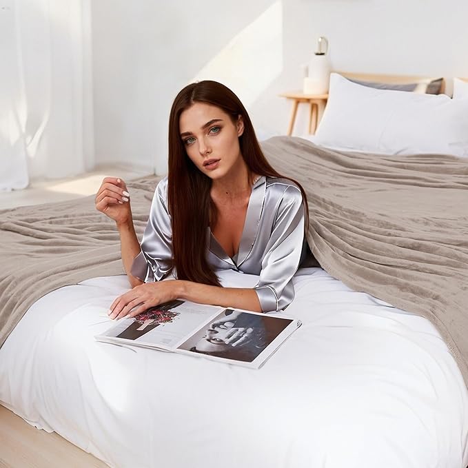 Electric Heated Blanket 62"x84" Twin Size Flannel Heated Blanket, Cozy & Warm for All Night, 4 Heat Settings & 10 Hours Auto Off, Machine Washable, Linen