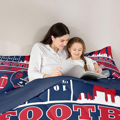 Feelyou Football Bedding Set Boys Girls Full Size Rugby Sports Comforter Set Sports Themed Women Men Football City Duvet Quilt Bedroom Decor
