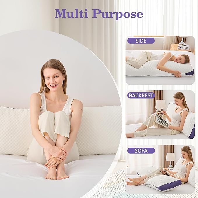HOMELAB Adjustable Shredded Memory Foam Body Pillow, Cooling Long Pillow with Washable Cover, Full Support for Side Sleepers, Back, Hip & Leg Comfort, 1 Pack 20"x52"