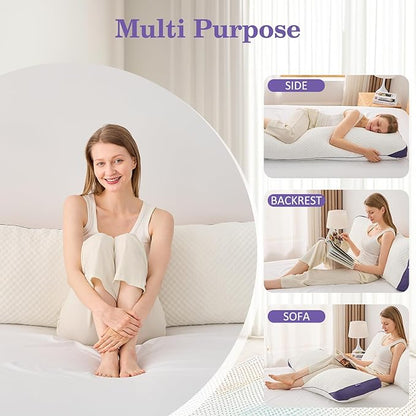 HOMELAB Adjustable Shredded Memory Foam Body Pillow, Cooling Long Pillow with Washable Cover, Full Support for Side Sleepers, Back, Hip & Leg Comfort, 1 Pack 20"x52"