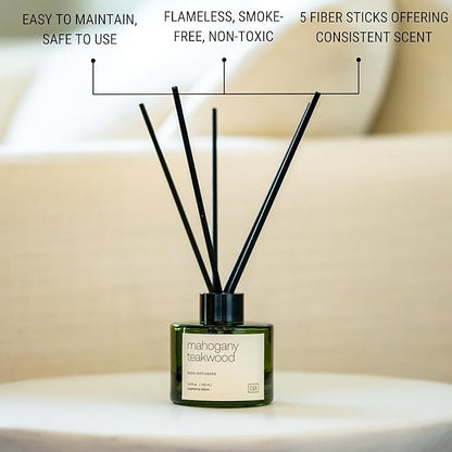 Craft & Kin Reed Diffuser Set Oakwood, Mahogany & Vetiver, Reed Diffusers for Home, Fragrance Diffuser Sticks, Oil Diffuser Sticks, Oil Diffuser with Sticks, Reed Diffuser for Men