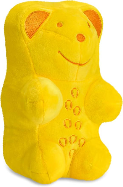 iscream Haribo Gummi Bear Furry 8.5" x 5" Candy Character Shaped Pillow, Lemon