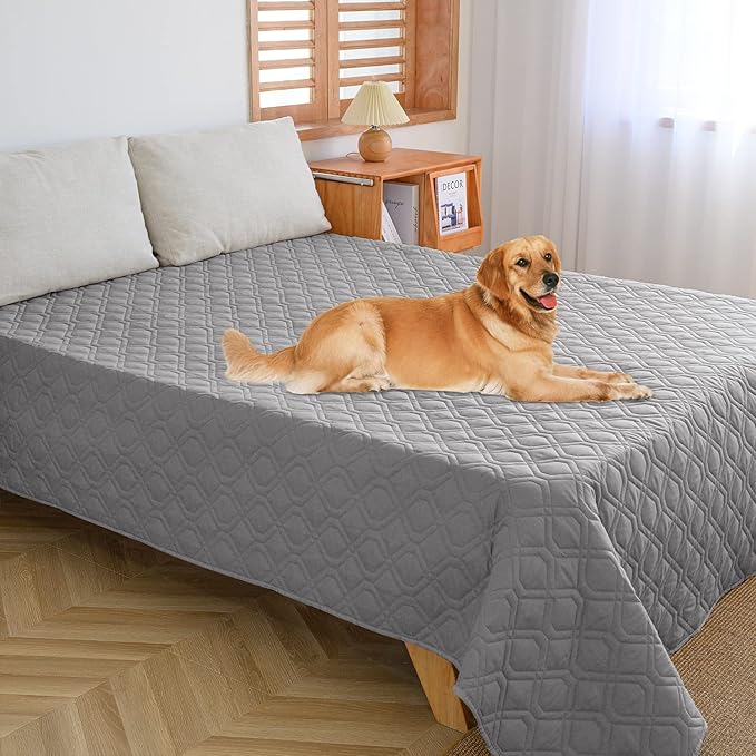 CHHKON Waterproof Dog Bed Covers for Couch Protection Dog Pet Blanket Furniture Protector (82"X120", Grey+Dark Grey)
