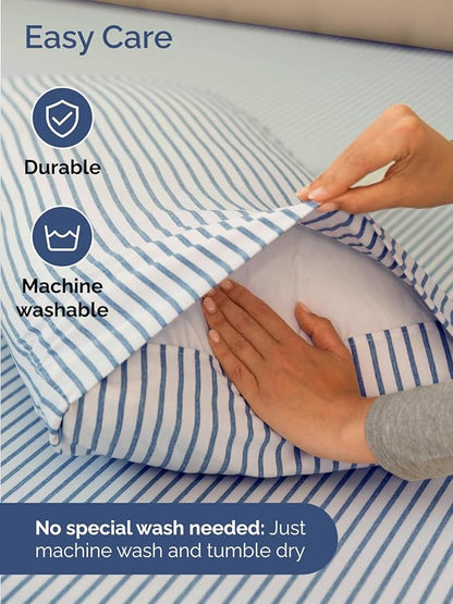 Extra Deep Twin XL Sheet Set - 4 Piece Breathable and Cooling Sheets - Hotel Luxury Bedding for Women, Men, Kids & Teens - Easy Secure Fit - Soft & Wrinkle Free with Extra Deep Pockets - Blue Stripes