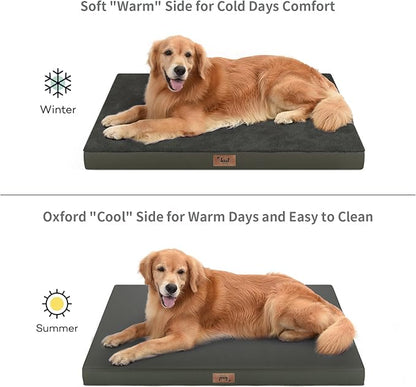 Large Comfy Washable Dog Bed, Orthopedic Egg Crate Foam Dog Crate Mat for Large Dogs with Removable Cover, 41x27 Inch, Coffee
