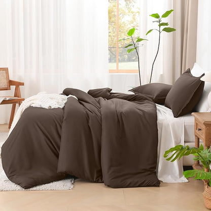 Litanika Comforters Twin/Twin XL Size Chocolate, 2 Pieces Lightweight Solid Bedding Set & Collections, All Season Fluffy Bed Set (66x90 Inches Comforter & 1 Pillowcase)