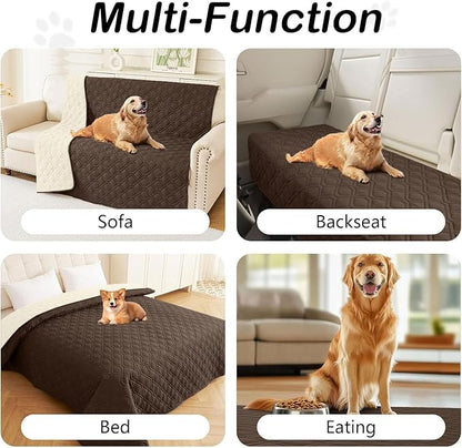 hyha Waterproof Dog Bed Blanket, Soft Pet Blankets, Waterproof Couch Cover for Dogs, Reversible Sofa Covers Washable for Furniture (30x53 Inch, Chocolate/Beige)