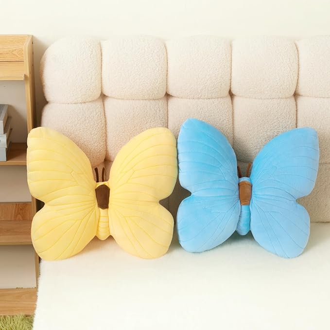 PEACH CAT Butterfly Pillow Decorative Butterfly Shaped Throw Pillows 15.7" x 15.7" Cute Plush Cushion Decor for Bedroom Living Room Couch Sofa Blue