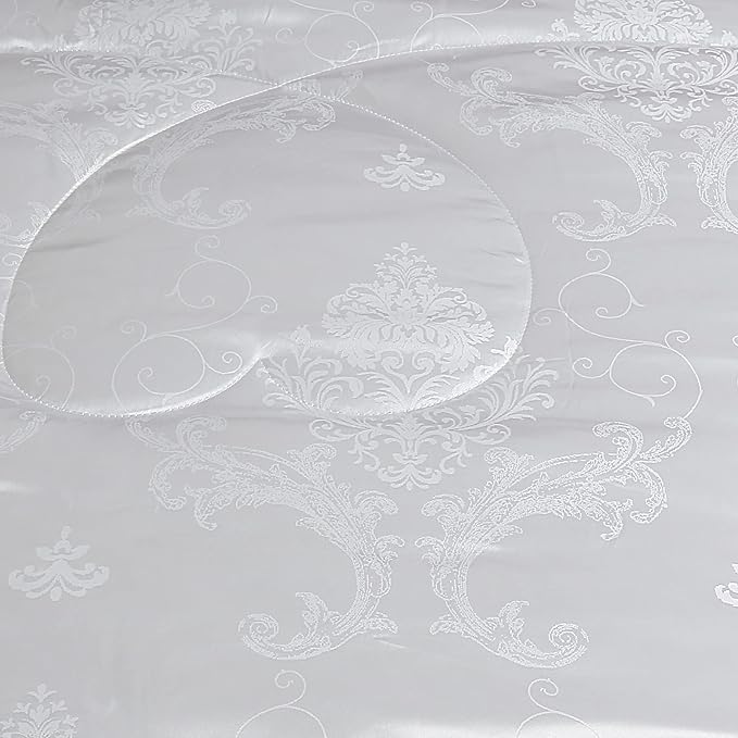 White King Size Comforter Set, 3pcs Silk Jacquard Ultra Soft Bed Comforter Set, Lightweight Quilt Blanket for King Bed (104x90inches)