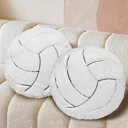 Volleyball Pillow, Soft Fluffy Volleyball Plush Pillow Round Stuffed Sports Throw Pillows, Volleyball Shaped Decorative Throw Pillow for Sofa, Bedroom, Sports Room, Home Decor Gifts 15.7"