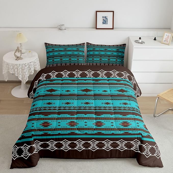 Erosebridal Boho Queen Comforter Set, Aztec Quilt, Ethnic Tribal Arrow Bedding Set, Duvet Insert, Bedroom & Living Room Boho Decor, Southwestern Style