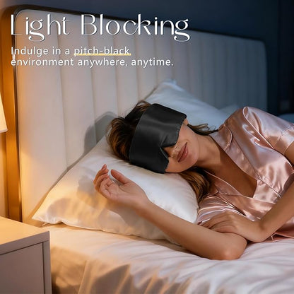 ZIMASILK 100% 22 Momme Mulberry Silk Sleep Mask - Full Silk Filled, Ultra-Soft & Breathable, Face-Hugging Blackout Eye Cover for Sleeping (Black)