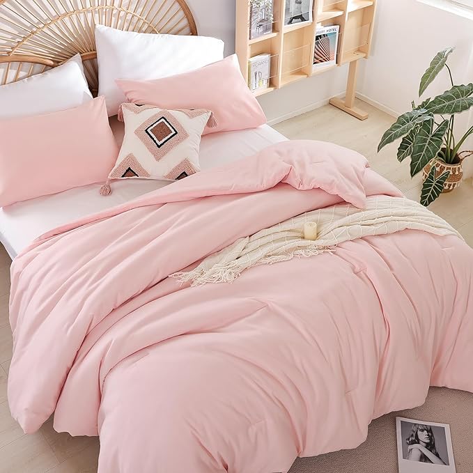 weigelia Pink Comforter Sets King Size Comforter Set 3 Piece Soft Microfiber Comforters Set for Women and Girls Blush Lightweight Alternative Comforter for All Season (1 Comforter, 2 Pillowcases)