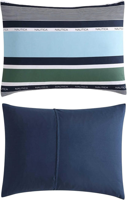 Nautica - King Comforter Set, Soft Woven Bedding with a Lightweight for Year Round Comfort, 5 Piece Bed Set with Matching Pillowcases & Bonus Throw Pillows (Elliot Blue)