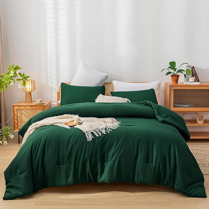 weigelia Queen Comforter Set Boho Emerald Green Comforter with 2Pillowcases Soft Microfiber Dark Green 3 Piece Bedding Comforter Set for All Season