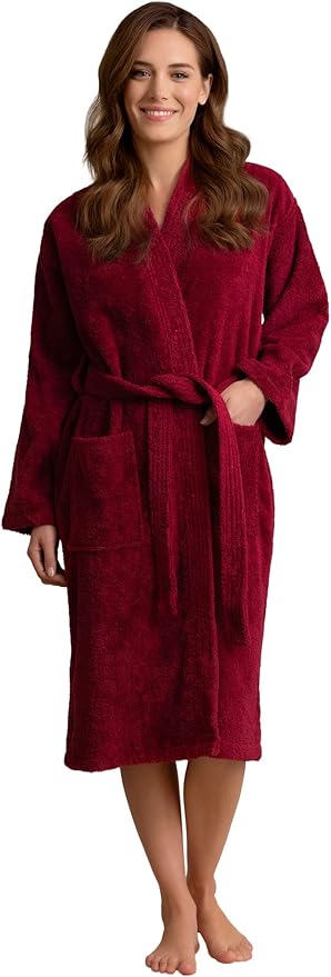 Soft Touch Linen Women's Robe Terry Cotton Cloth- Kimono Style- Thick, Breathable & Comfortable- Lightweight & Absorbent